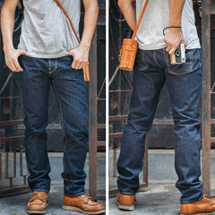 Red Tornado Slim Fit Men Jeans Selvage Denim Pants Blue Onewash