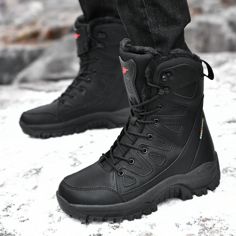 Warm Plush Snow Boots Men Lace Up Casual High Top Men Boots