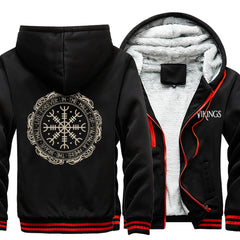 Winter Thick Mens Hoodies Viking Printing Male Jacket Hip Hop Brand