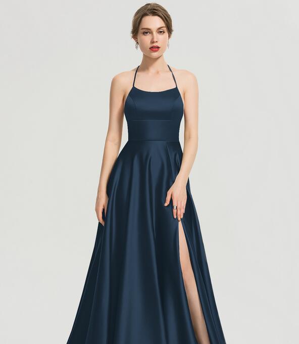 Evening wear Dresses: Long Prom Dresses Green Evening Dress Satin Prom Gowns