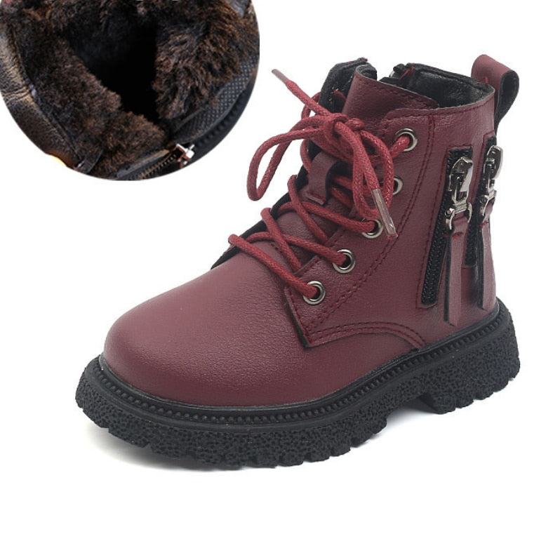Rubber Boots for Children Boys Martin Boots Autumn Winter Warm Cotton Ankle