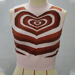 Aesthetics Sweater Women Heart Striped Fashion Sweaters E-girl Sweet