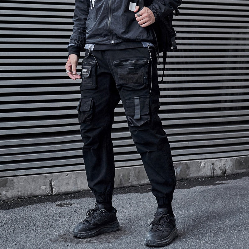 Single Road Mens Cargo Pants Men Fashion Black Baggy Joggers