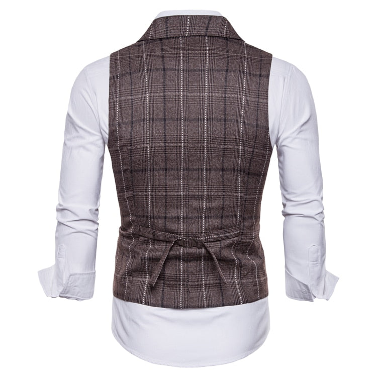 Mens Vest Casual Business Men Suit Vests Male Lattice Waistcoat