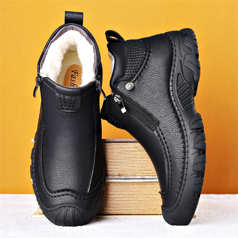 Men Winter Snow Boots Waterproof Leather Sneakers Super Warm Men