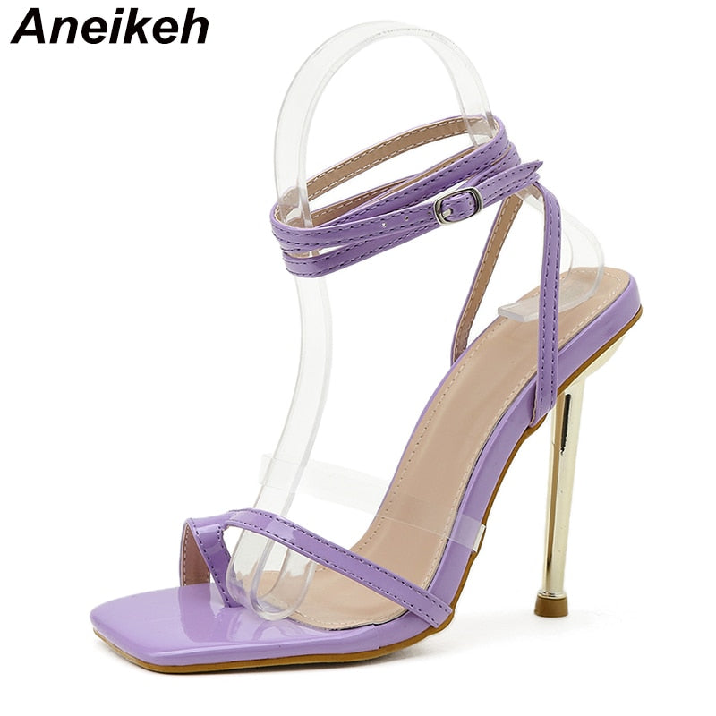 New Sandals Women Shoes Transparent Color Matching Electroplating High Heel