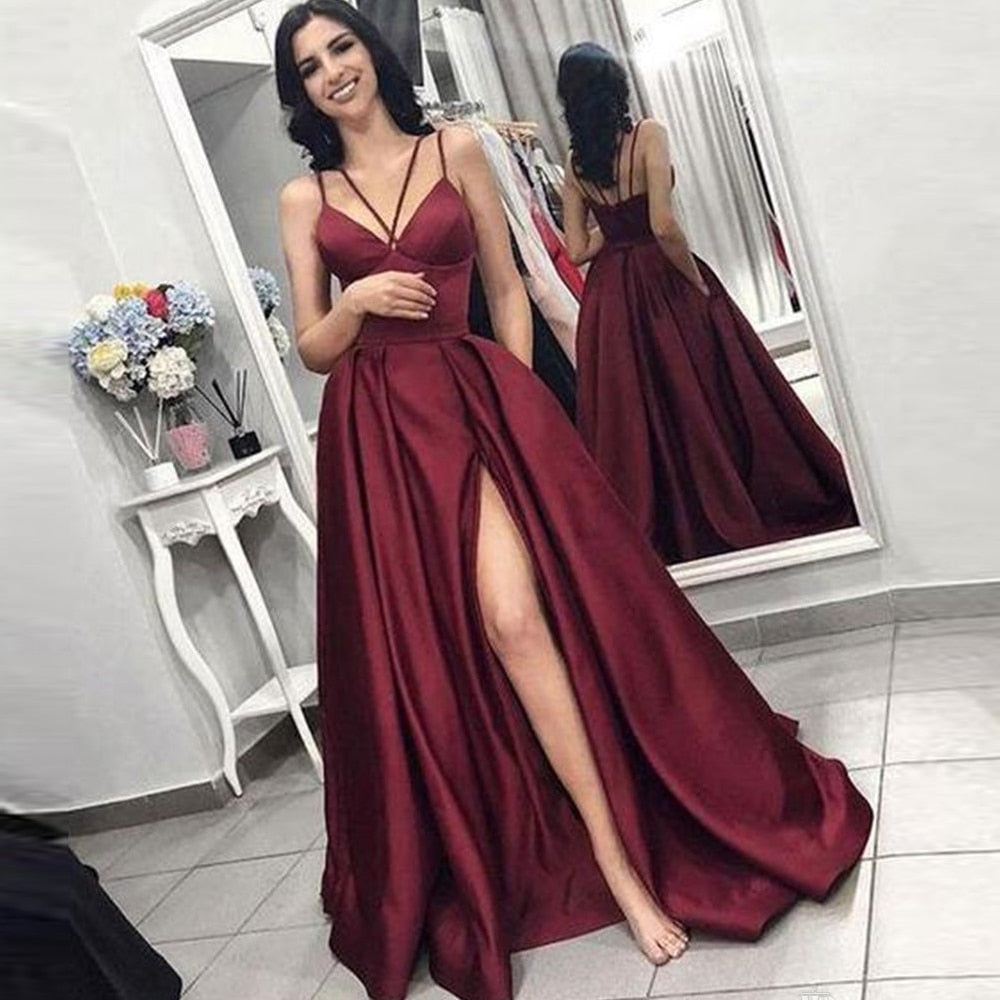 Homecoming Dresses: Prom Party Evening Dresses Side Slit Robe