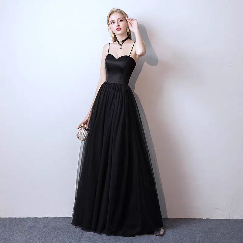 Black Sweetheart Prom Party Dress Vestidos De Festa Simple Satin