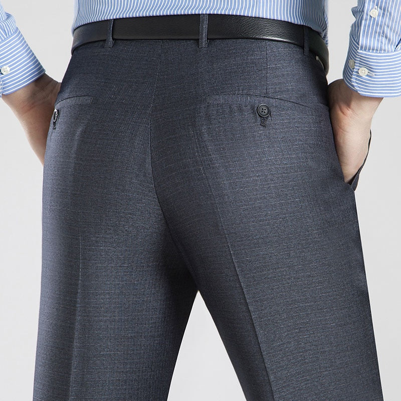 Summer Men Business Thin Silk Pants 29-56 Male Big Size Formal Classic