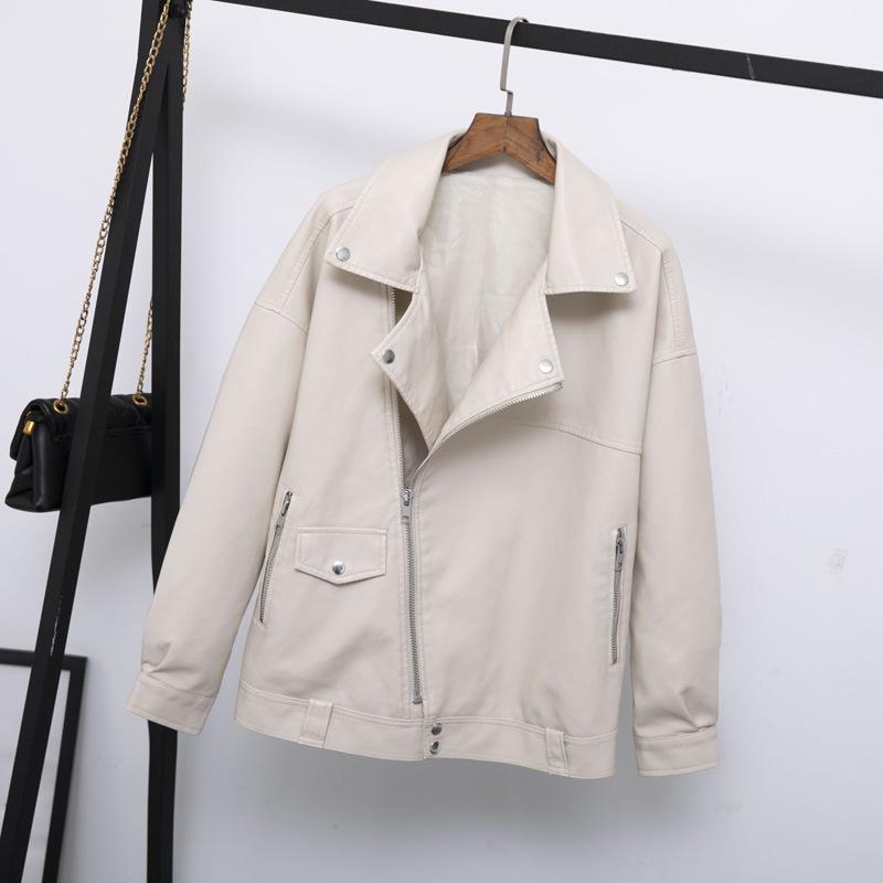 Fitaylor Autumn Women Faux Leather Jacket Casual Loose Soft Pu