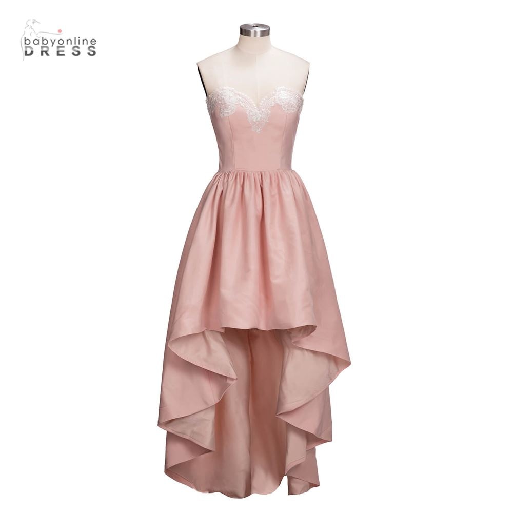 Homecoming Dresses: High-low Satin Lace Wedding Evening Dress Backless