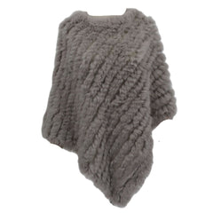 Real Fur Knitted Natural Fur Poncho Vest Fashion Wrap Coat Shawl