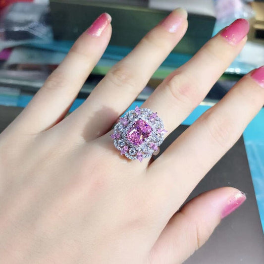 Luxury 100% 925 Sterling Silver 3EX 2CT VVS Pink Created Moissanite