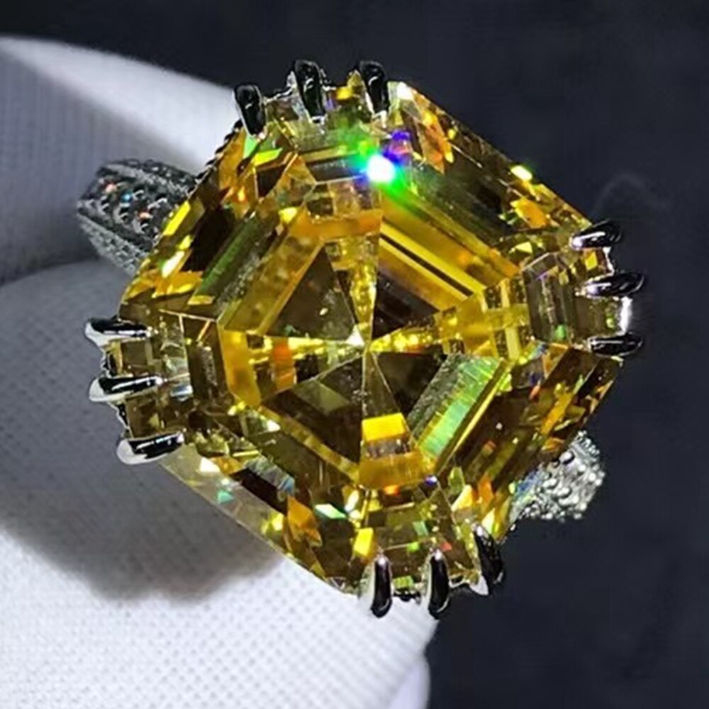 Luxury Solid 925 Sterling Silver 3EX Asscher Cut 10CT VVS D Color Created