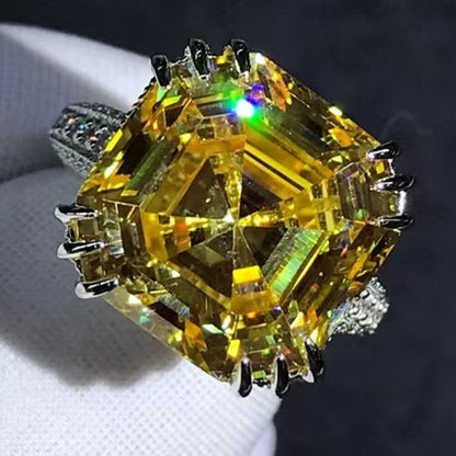 Luxury Solid 925 Sterling Silver 3EX Asscher Cut 10CT VVS D Color Created