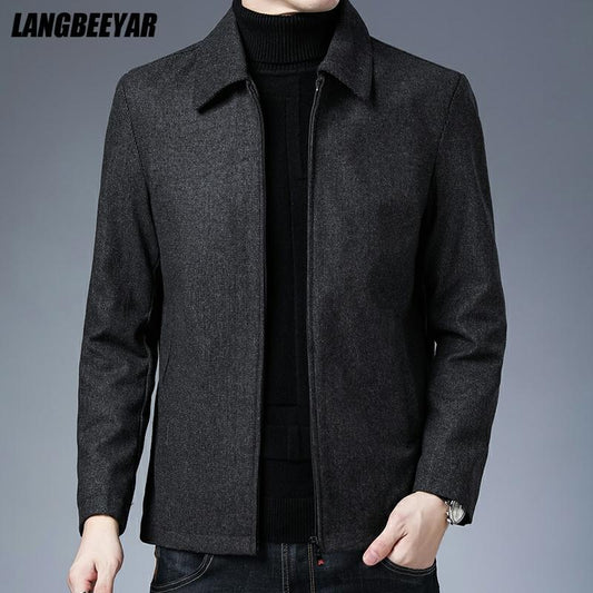 High Quality New Brand Casual Fashion Lapel Autumn Winter Mens Coat