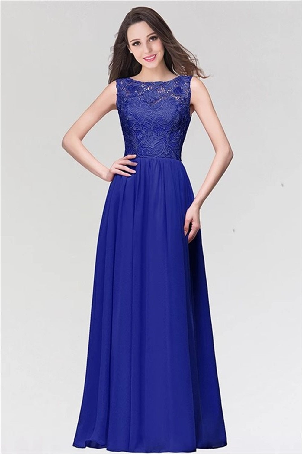 Homecoming Dresses: Chiffon Lace Long Prom Dresses for Women Appliques
