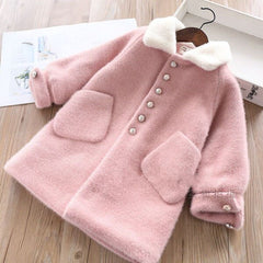 Children Woolen Coat Girl Long Woolen Coat Thick