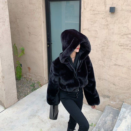 High Quality Furry Cropped Faux Fur Coats and Jackets Women Fluffy Top Coat