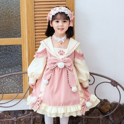 Kids Dress for Girls Baby Autumn Winter Lolita Girl Kawaii Wedding Dress Girl