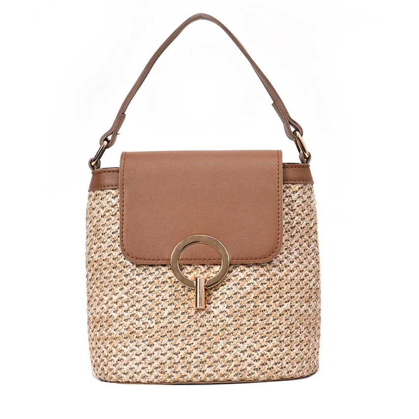 Small Straw Bucket Bags For Women Summer Crossbody Bags Lady Travel