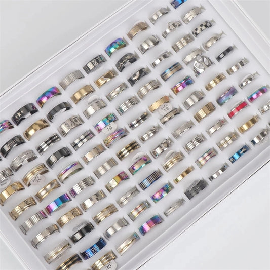 Fashion Stainless Steel Stripe Heart Love Rings Jewelry