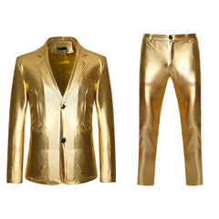Men's Shiny Gold 2 Pieces Suits (Blazer+Pants) Terno Masculino Fashion