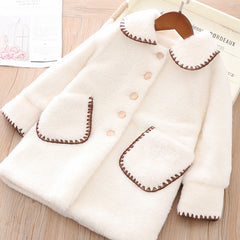 Children Woolen Coat Girl Long Woolen Coat Thick