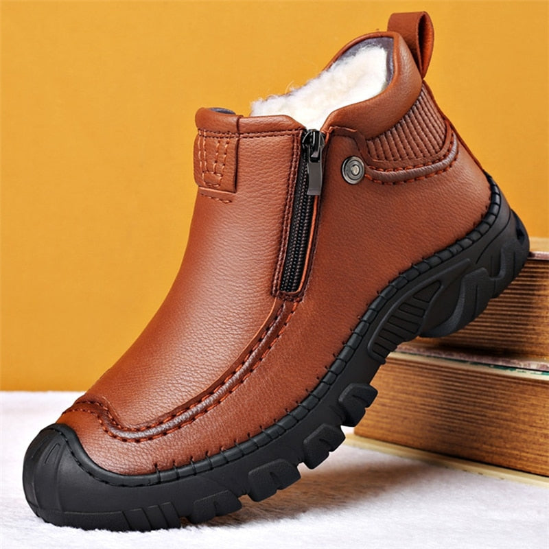 Men Winter Snow Boots Waterproof Leather Sneakers Super Warm Men