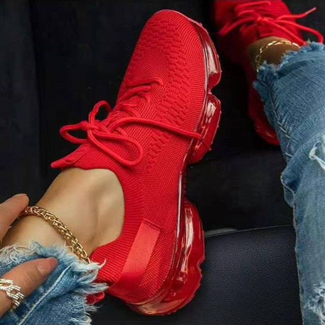 Women Sneakers Trends Autumn Stretch Fabric Ladies Breathable Cas