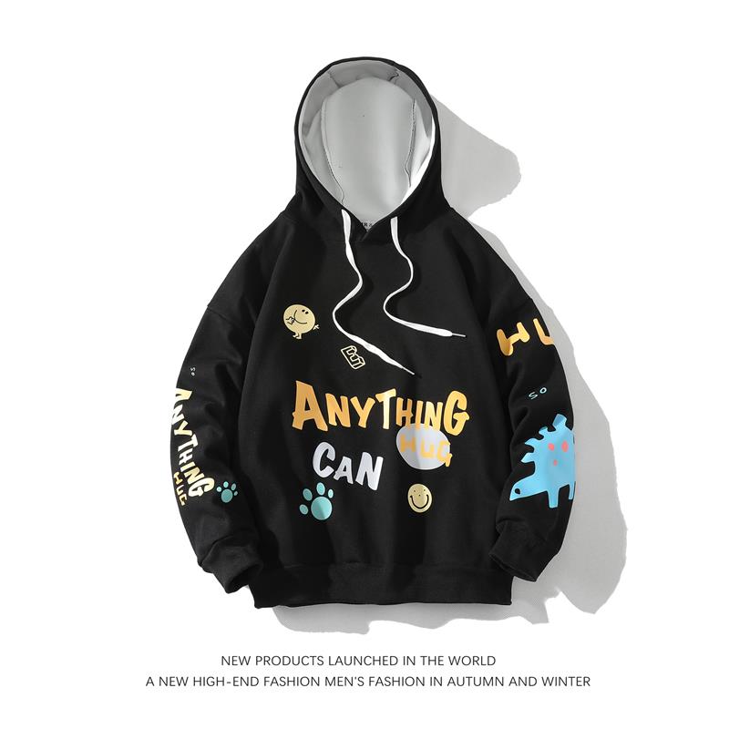Fashion Black White Sweatshirt Men Hip Hop Long Sleeve Pullover Hoodies