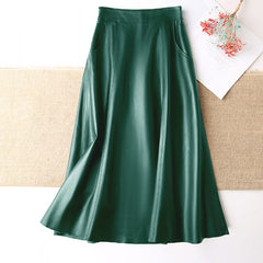 Women Clothing Spring New Genuine Leather Skirt Femme High Waist A-line