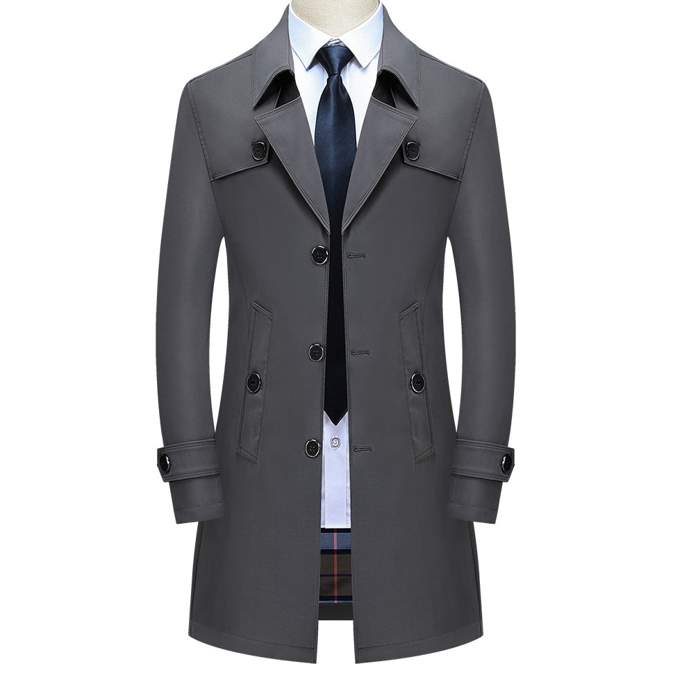 Thoshine Brand Spring Autumn Men Long Trench Coats Superior Quality