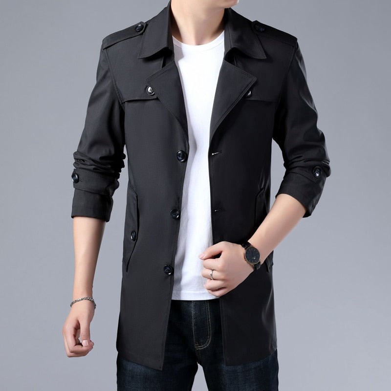Thoshine Brand Spring Autumn Men Trench Coats Superior Quality Buttons