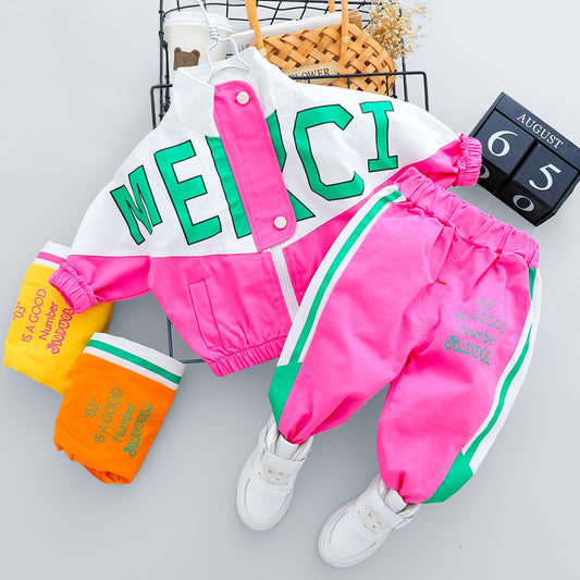 Kid Tracksuit Boy Girl Clothing Set Casual Long Sleeve Letter Zipper