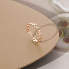 LATS Gold Silver Color Hollowed-out Heart Shape Open Ring Design Cute