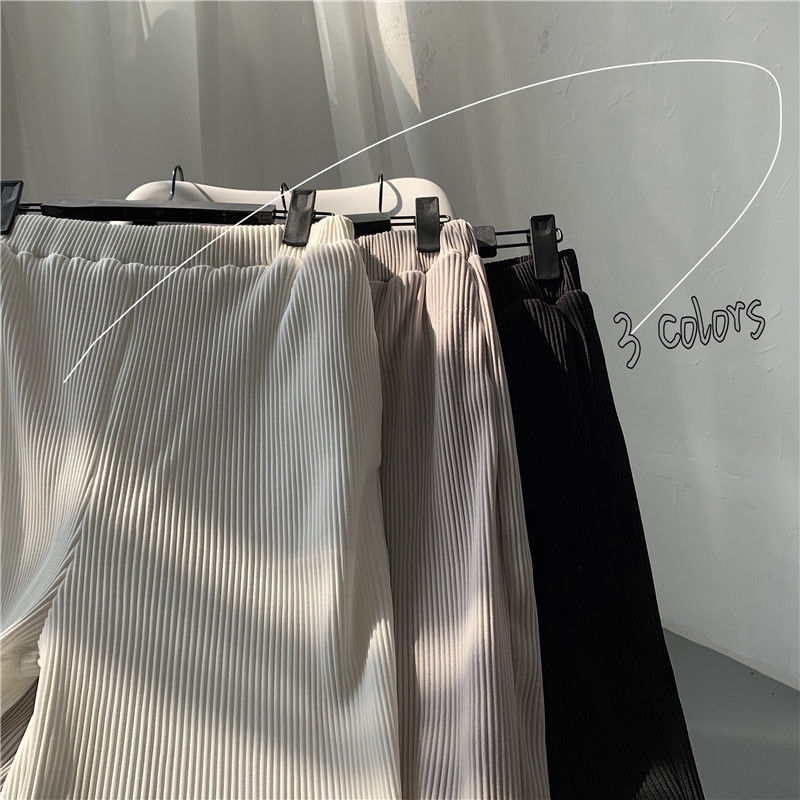 Pleated Straight Pants Men Fashion Elastic Waist Casual Pants Men