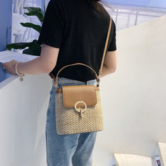 Small Straw Bucket Bags For Women Summer Crossbody Bags Lady Travel