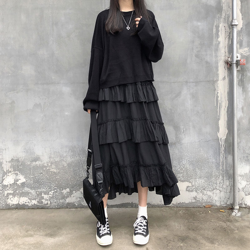 Midi Long Skirts Womens Maxi Skirt Goth Lolita Summer High Waisted