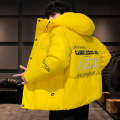 Men's Coat Winter Korean Style Cotton-padded Jacket Youth Warm Solid Color