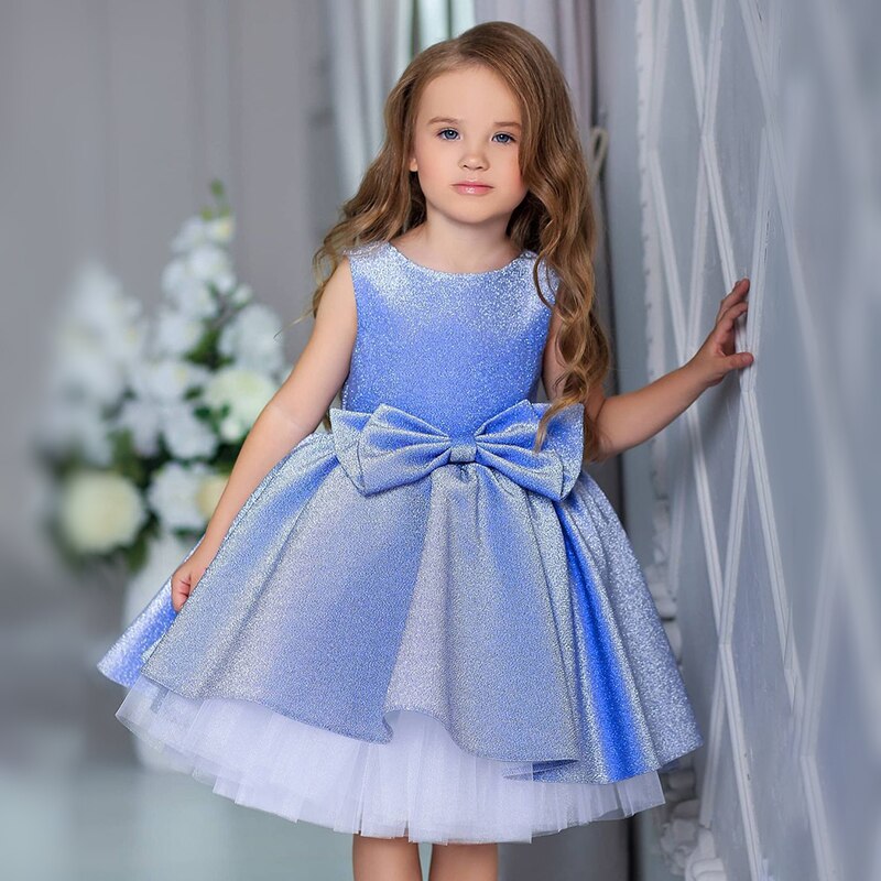 Fancy Girls Golden Sequin Tutu Dress Kids Snowflake Dresses Princess Costume