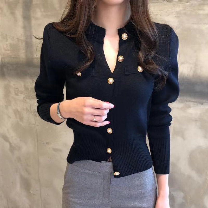 Fashion Women Cardigan Sweater Spring Knitted Long Sleeve Short Coat