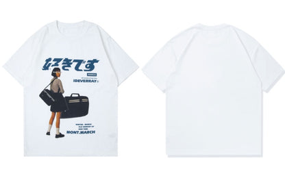 Tshirts Streetwear Harajuku Men Vintage Girl Poster Print Short Sleeve