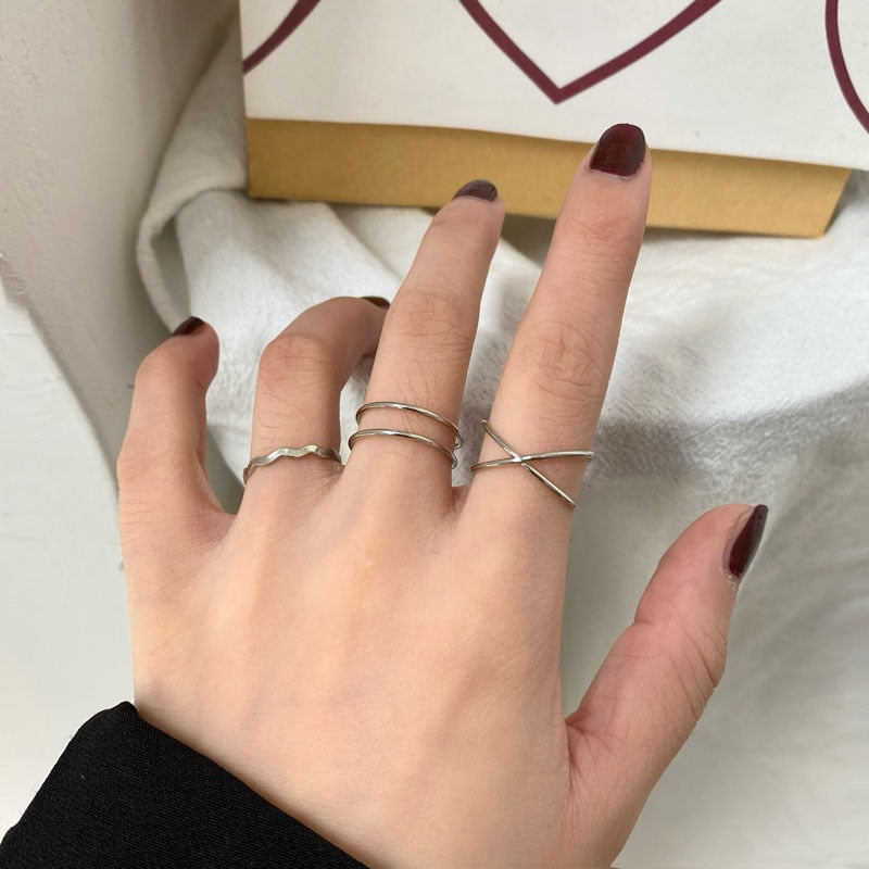 Punk Metal Geometry Circular Punk Rings Set Opening Index Finger