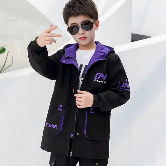 Spring  Autumn Jackets For Boy Fashion Polyester Double Layer Coat