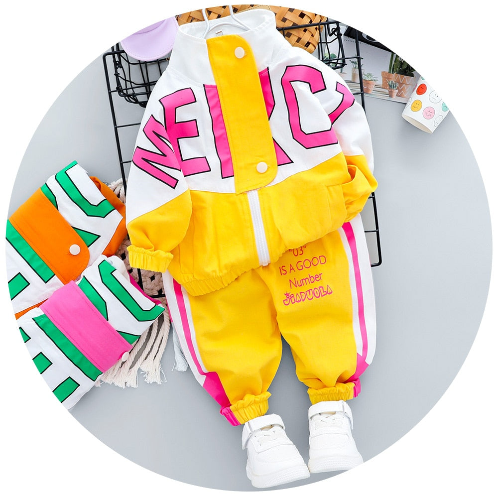 Kid Tracksuit Boy Girl Clothing Set Casual Long Sleeve Letter Zipper