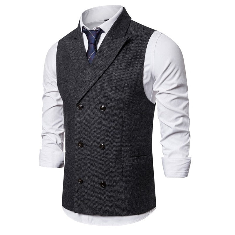 Vest Men Double Breasted Suit Vests Men Mens Sleeveless Suit Vest Waistcoat