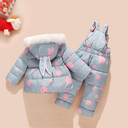 Russian Winter Suit for Children Baby Girl Down Jacket and Pants