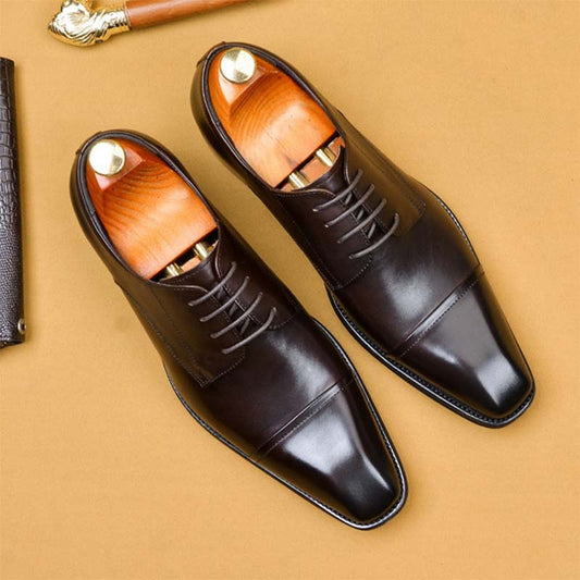 Sipriks Mens Church Shoes Genuine Leather Cap Toe Dress Shoes Boss