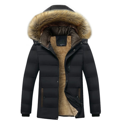 Warm Thick Fleece Parkas Men Waterproof Hooded Fur